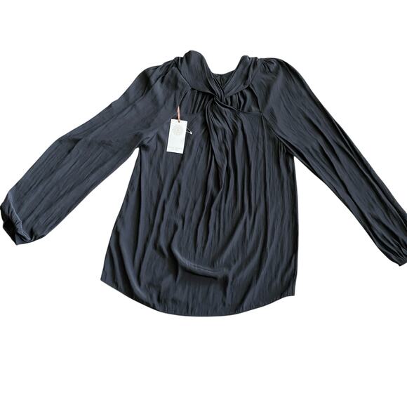 Ramy Brook Marina Cross Front Blouse Top Fits Sz S Black Long sleeve AS76361 325 - Picture 14 of 14